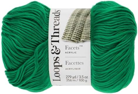 Loops & Threads Facets Yarn - Yarn for Knitting, Crochet, Weaving, and Arts & Crafts - Green, Acrylic, 3.5 oz - Image 4