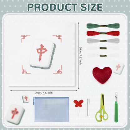 13Pcs Red Dragon 18 Mesh Needlepoint Canvas Kit for Beginners Adults - Image 2