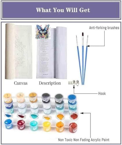 TCDZMYGS Butterfly Paint by Numbers Kit for Adults Beginner,Wild Flowers Adult Paint by Number Kits on Canvas Without Frame,DIY Acrylic Oil Painting by Numbers Kits for Home Wall Decor 16x16 inch - Image 4