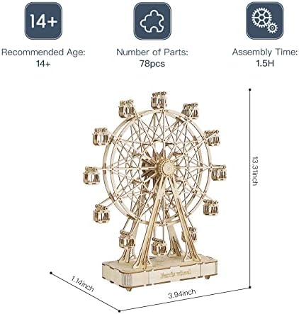 Rowood 3D Puzzles for Adults, Model Kits for Adults, Wooden Music Box,DIY Craft Kits Gifts on Birthday Christmas - Ferris Wheel (232 PCS) - Image 6