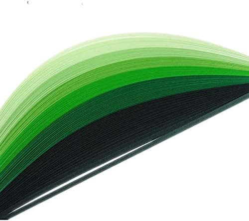 ODETOJOY Quilling Paper Gradient Quilling Strips 3mm Crafts Filigrana Paper 1/8inch Rainbow Color 120pcs Length 21inch (Green) - Image 2