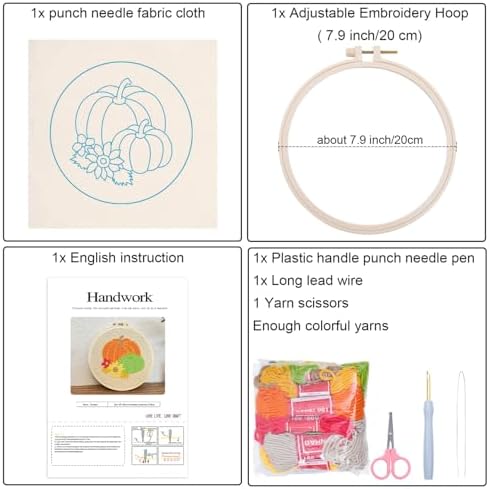 Louise Maelys Punch Needle Kit for Beginners Pumpkin Pattern Home Decor - Image 2