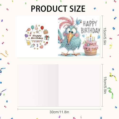 Focart 6-Pack Pets Birthday Diamond Painting Greeting Card Kits, Special Shaped Diamonds Painting, DIY Handcraft for Relatives and Friends with Wishes,Unique Design Crafting for Birthday Cards - Image 2