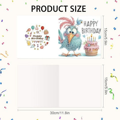 Focart 6-Pack Pets Birthday Diamond Painting Greeting Card Kits, Special Shaped Diamonds Painting, DIY Handcraft for Relatives and Friends with Wishes,Unique Design Crafting for Birthday Cards - Image 2