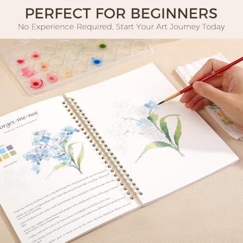 SKYDUE Watercolor Workbook for Beginners with 24 Paint Colors - Image 2