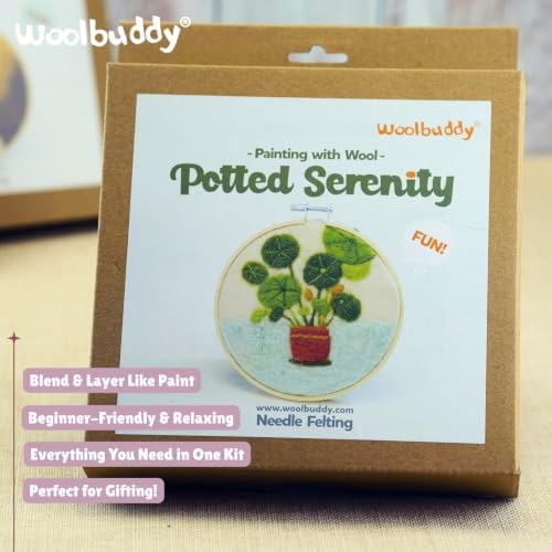 Woolbuddy Wool Painting Felting Hoop Kit (Potted Serenity) for Beginners - Image 2
