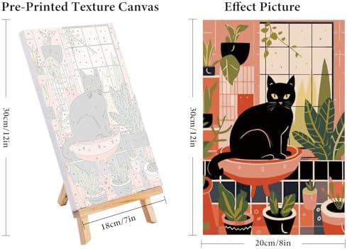 4 Pack Framed Paint by Numbers Kit for Adults Black Cat with Wooden Easel - Image 3