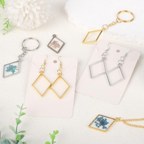 Gartful 30PCS Open Back Bezel for Resin, Hollow Frame Pendants, for Resin Casting, DIY Jewelry Making Supplies, Rhombus Shape - Image 6