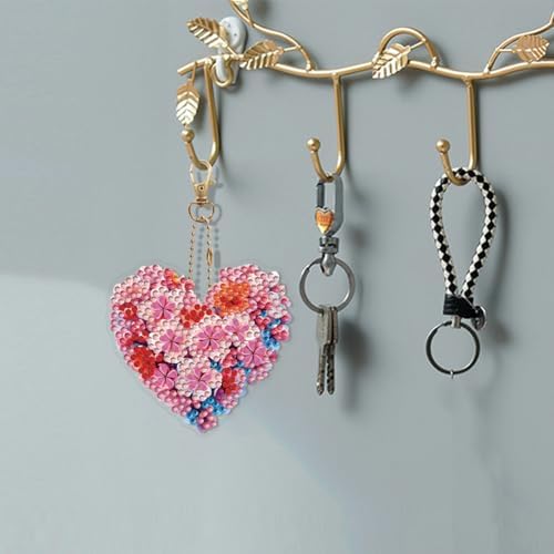 HuamuTech 5 Pcs/6 Pcs/8 Pcs Full Drill Keyring Special Shape Double Sided Diamond Art Keychain for Beginners Birthday Craftin - Image 5
