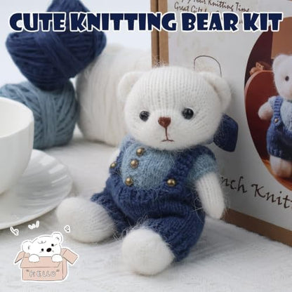 Lewhoo Bear Knitting Kit, All-1 DIY Amigurumi Bear Kit with Wool for Adults - Image 3