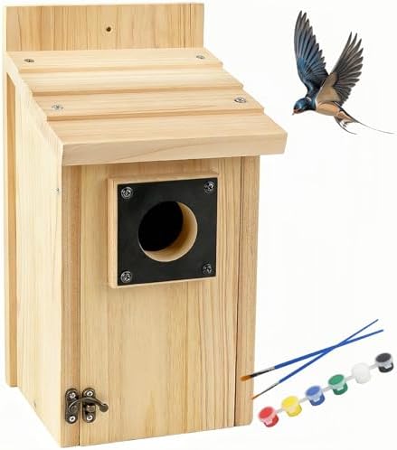 Wooden Bird Houses for Outside with Paint Set, Crafts & DIY Birdhouse Kits for Adults & Kids to Build, Bird House Outdoor for Bluebird Finch Swallow Wren Chickadee by Rioychan