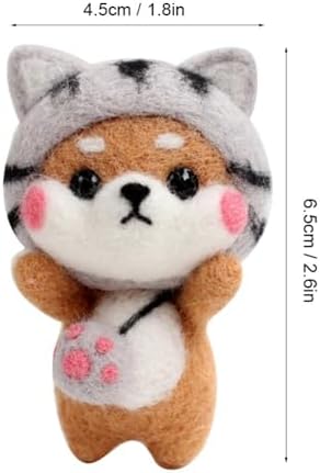 MOPFOL Needle Felting Kit 4 Styles - DIY Wool Craft with Foam Pad, Felting Needles & Accessories for Animal Doll Making(Cat Shiba Inu) - Image 3