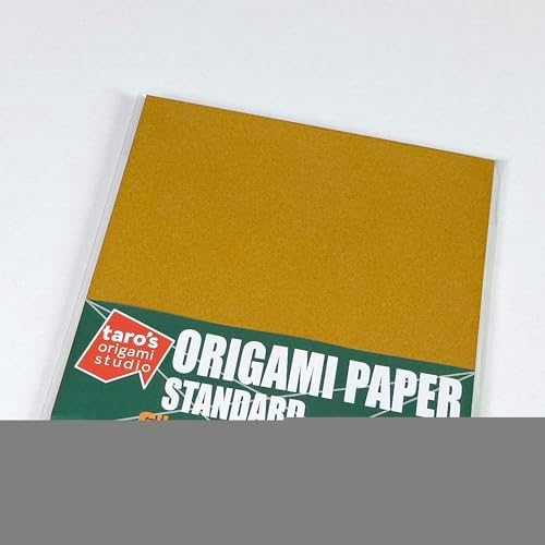 [Taro's Origami Studio] Standard 6 Inch One Sided Single Color (Ocher) 50 Sheets (All Same Color) Square Easy Fold Premium Japanese Paper for Beginner (Made in Japan) - Image 3