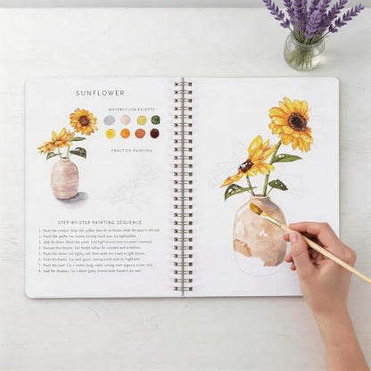 Watercolor Workbook for Beginners, 24 Colors Paint Kit with Floral Designs on Premium Paper, Watercolor Coloring Book for Adults Teens, Perfect Creativity Exploration Gift to Spark - Image 7