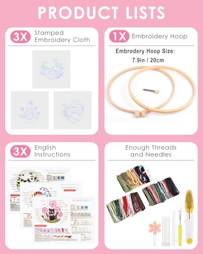 TINDTOP Embroidery Kit for Adults, Cat Embroidery Practice Kit - Image 2