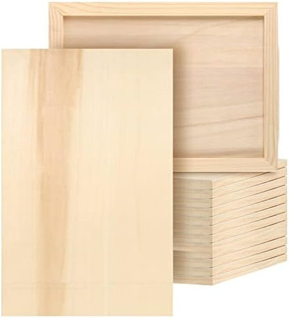 JOIKIT 14 Pack 9 x 12 Inch Wood Canvas Panels, Artist Wooden Canvas Board Unfinished Wood Cradled Painting Panel Boards for Burning, Pouring, String Art, Crafts by JOIKIT