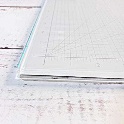 GLASSBOARD STUDIO Glass Craft Mat - Magnetic, Heat & Scratch Resistant - For Crafting, Cutting, Painting, Mixed Media Artwork - Grid Lines, Non-Slip Rubber Feet (Floral 24"L x 36"W) - Image 4