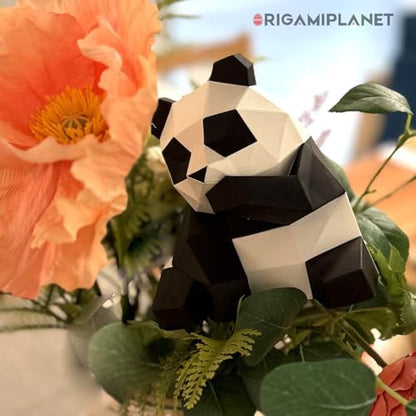 3D Panda Fanfan Origami Paper Craft Kit, Fun DIY Pre-Cut 3D Paper Art Model for Teens & Adults, Easy Handmade Animal Figurine Sculpture Gift Set for Bookshelf Decoration - Image 3