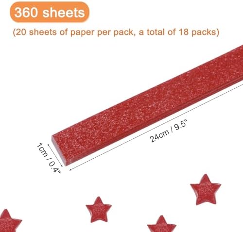 MECCANIXITY 360 Sheets Origami Paper Glitter Stars Papers Dark Red Fold Paper for Beginner Arts Crafts Projects,0.4 x 9.5 Inch - Image 2