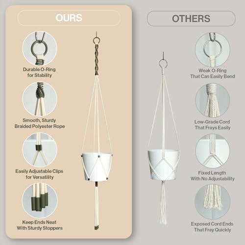 Macrame Kits for Beginners, 3 Set of Plant Hangers DIY Kit: Braided Polyester Ropes 50yds*5mm Ivory, 20yds*2mm Forest Green, 60+Pcs Supplies with Step-by-Step Easy Instructions (IVGR) - Image 5