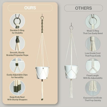 Macrame Kits for Beginners, 3 Set of Plant Hangers DIY Kit: Braided Polyester Ropes 50yds*5mm Ivory, 20yds*2mm Forest Green, 60+Pcs Supplies with Step-by-Step Easy Instructions (IVGR) - Image 5