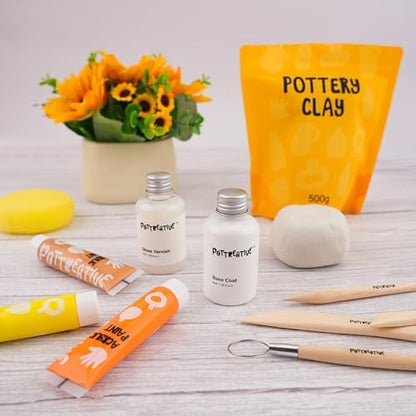 POTTREATIVE Air Dry Clay Kit for Adults, Pottery Starter Kit with Tools & Guide, DIY Craft Kit for Beginners, Date Night Activity, Art Hobby Gift Set - Image 6