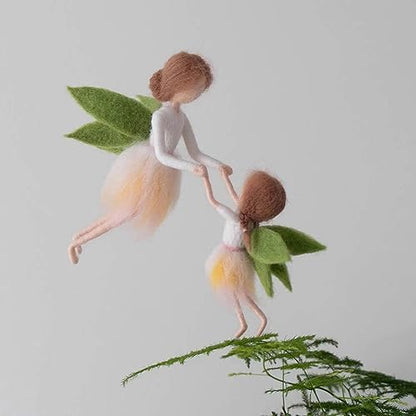 Green Wing Fairy Needle Felting Kit Mom 6INCH Kid 4INCH Friendly Instruction DIY Craft Kit for Beginners - Image 4