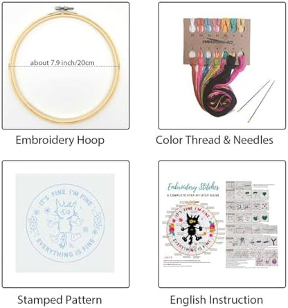 Louise Maelys Cute Cat Embroidery Kit for Beginners DIY Needlepoint - Image 2