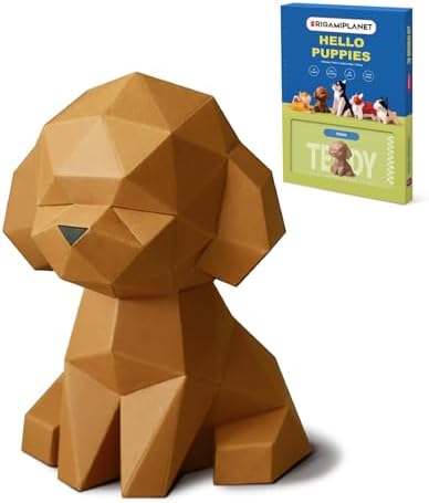Teddy 3D Origami Paper Craft Kit, Easy DIY Pre-Cut Puppies Paper Sculpture Model for Adults, Cute Animal Handmade Home Decor Papercraft Gift Set for Beginners by Unknown