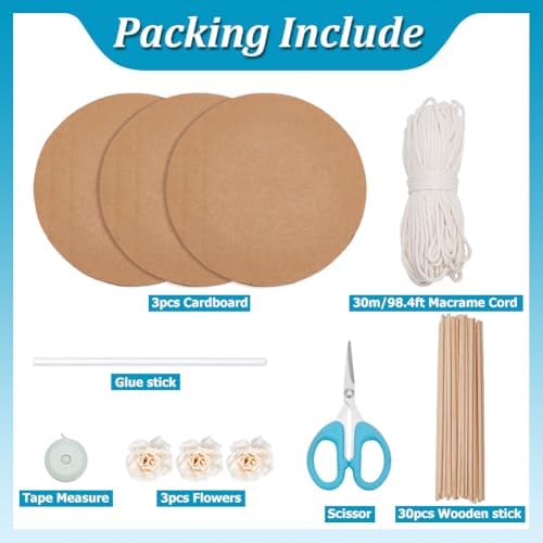 FREEBLOSS Flower Macrame Woven Basket Kit Basket Weaving Kits with Video Tutorials Macrame DIY Storage Bins Basket Making Supplies for Weaving Craft Gift - Image 2