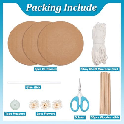 FREEBLOSS Flower Macrame Woven Basket Kit Basket Weaving Kits with Video Tutorials Macrame DIY Storage Bins Basket Making Supplies for Weaving Craft Gift - Image 2