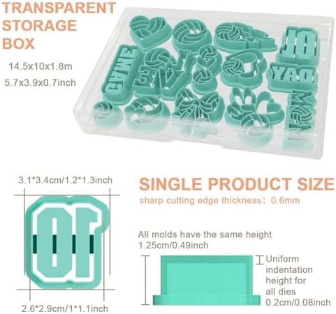 14Pcs Volleyball Polymer Clay Cutters Set Letters Clay Earrings Cutters for Adults Polymer Jewelry Cutter with Earrings Accessories DIY Craft Supplies - Image 6