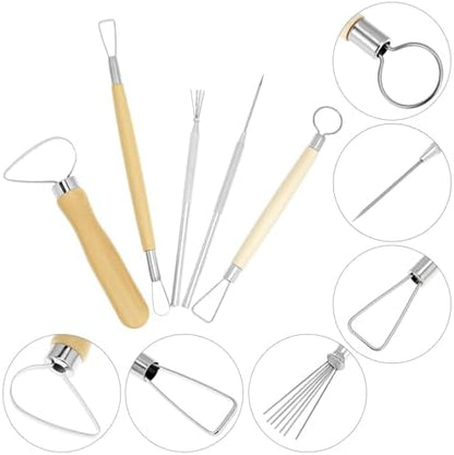 QWORK 17 Pcs Pottery Clay Sculpting Tools Set with Zipper Storage Bag - Image 4