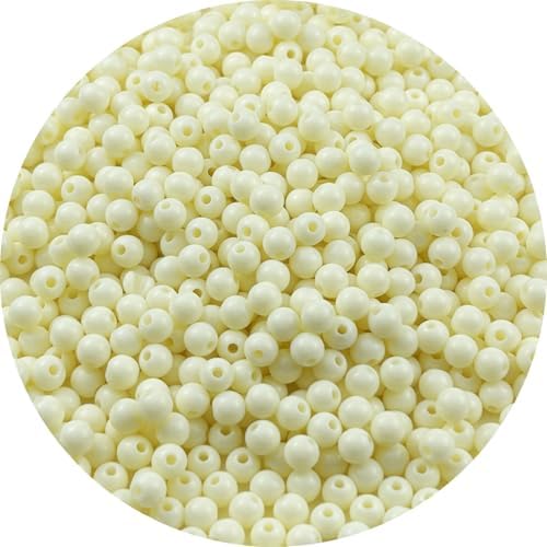 700pcs Acrylic Round Beads for Crafts 6mm Resin Candy Color Spacer Beads with Hole for Jewelry Making Sewing Crafts Decoration Necklaces Bracelets Earrings Supplies(Cream) by Unknown
