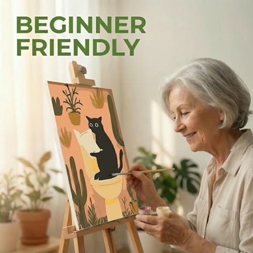JULOUYN 4 Pack Black Cat Adult Paint by Number Kits with Framed 8x12 in - Image 5