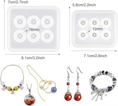 6 Pack Resin Beads Molds with Hole Silicone Resin Epoxy Molds for Cabochon Gemstone Pendant Earrings Jewelry Casting - Image 2