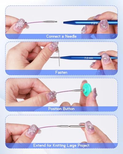 Aeelike 13 Pair Interchangeable Circular Knitting Needles 3-10 mm, Blue - Image 6