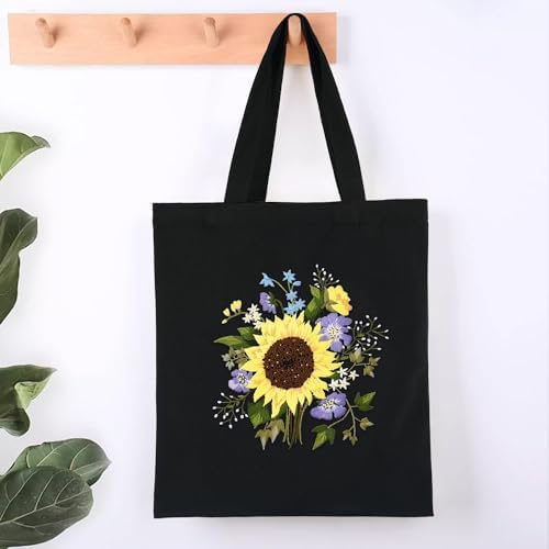Canvas Tote Bag Embroidery Kit with Sunflower Pattern, Embroidery Kits for Beginners Adults, Arts and DIY Crafts Embroidery Starter kit, Include Stamped Embroidery Bag, Color Threads, Embroidery Tools - Image 6