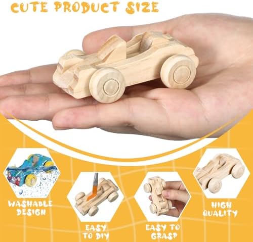 Beeveer 20 Pcs Unfinished Wooden Cars DIY Toys, Paintable Toy Cars Crafts to Paint for Students Home Activities Family Time Handicraft Projects Party Favors (Popular) - Image 3
