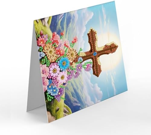 pigpigboss 8 Packs Cross Diamond Painting Greeting Card Art Kit - Image 5