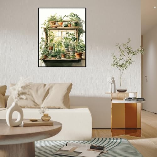 Yunruily Plant Paint by Number Adult-Bonsai Canvas Paint by Numbers for Adults,Green Plant Oil Painting by Numbers for Adults for Gifts and Home Wall Decor 16x20inch(with Gifts Box) - Image 3