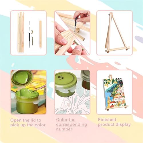 4 Pcs Cityscape Paint by Numbers for Adult with Frame Canvas - Wooden Easel - Image 6
