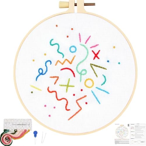 Beginners Embroidery Stitch Practice Kits, Easy Hand Embroidery Starters Kit for Beginners Adults, Stamped Cross Stitch Kits DIY Needlepoint Kits for Beginners Adults, Embroidery Hoop & Video Tutorial by Unknown