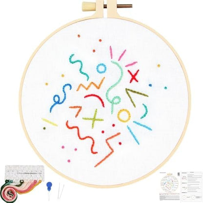 Beginners Embroidery Stitch Practice Kits, Easy Hand Embroidery Starters Kit for Beginners Adults, Stamped Cross Stitch Kits DIY Needlepoint Kits for Beginners Adults, Embroidery Hoop & Video Tutorial by Unknown