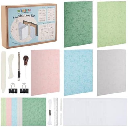 WEBEEDY 4 Sets DIY Bookbinding Kit Complete Book Making Kit DIY Writing Journal Set Bookbinding Starter Kit for Adults Beginners Work Note Taking Travel Business Personal Diary,8X6/15X21cm(A5) by WEBEEDY