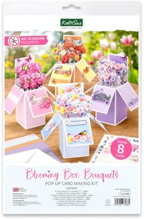 Katy Sue Blooming Box Bouquets Pop Up Card Making Kit. Make 8 3D Floral Box Cards. All-in-one Kit: Die-Cut Decoupage, Cardstock, Adhesive Pads, Envelopes & Instructions for Card Making Supplies by KatySue