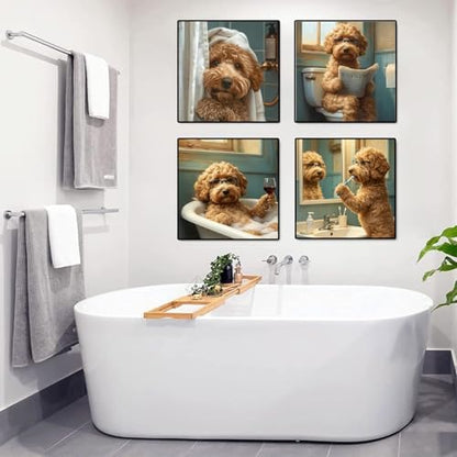 Fotasmua 4 Pack Dog Paint by Numbers Kit for Adults with Frame, Funny Bathroom Dog Paint by Number for Beginners, Easy Acrylic Adult Paint by Number Kits for Home Wall Decor 8x8 Inch - Image 3