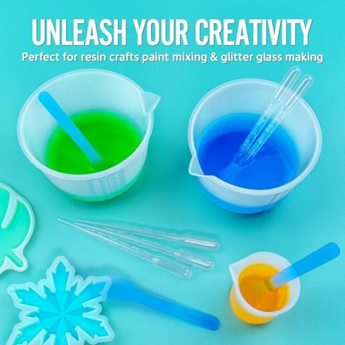 Silicone Resin Mixing Measuring Bowls 2Pcs 600ml/20oz for Resin Supplies, Thickened Reusable Silicone Bowl Cups for Epoxy Mixing, with Stir Sticks, Jewelry Making - Image 7