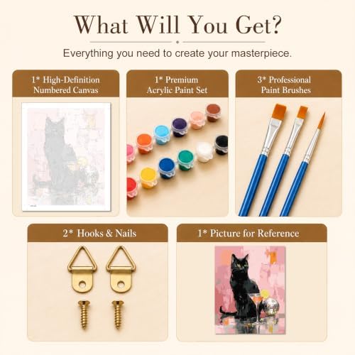 TELMOXA Cat Paint by Numbers Kit for Adults, 16x16 in - Image 5