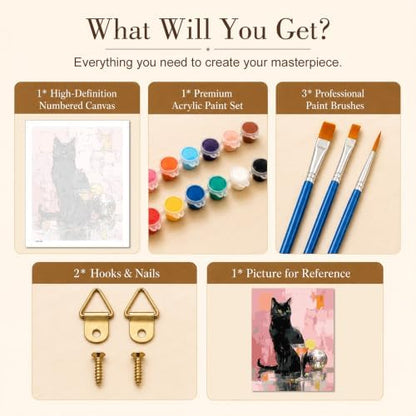 TELMOXA Cat Paint by Numbers Kit for Adults, 16x16 in - Image 5